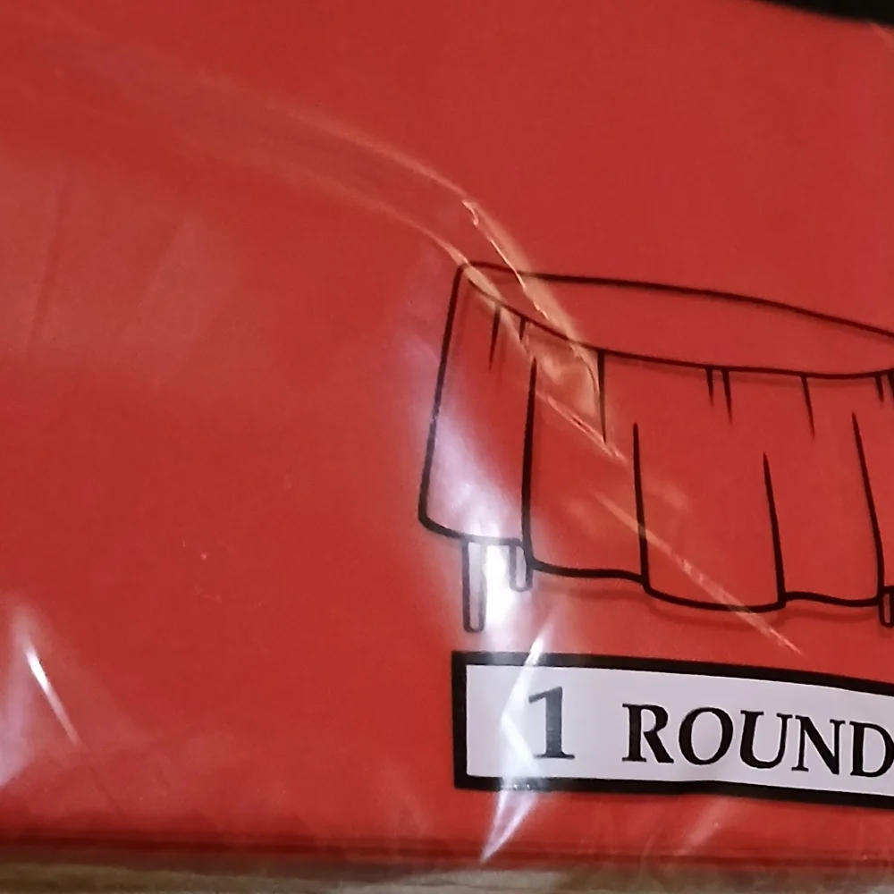 Amscan Red Plastic Tablecover 84 IN Round NIP